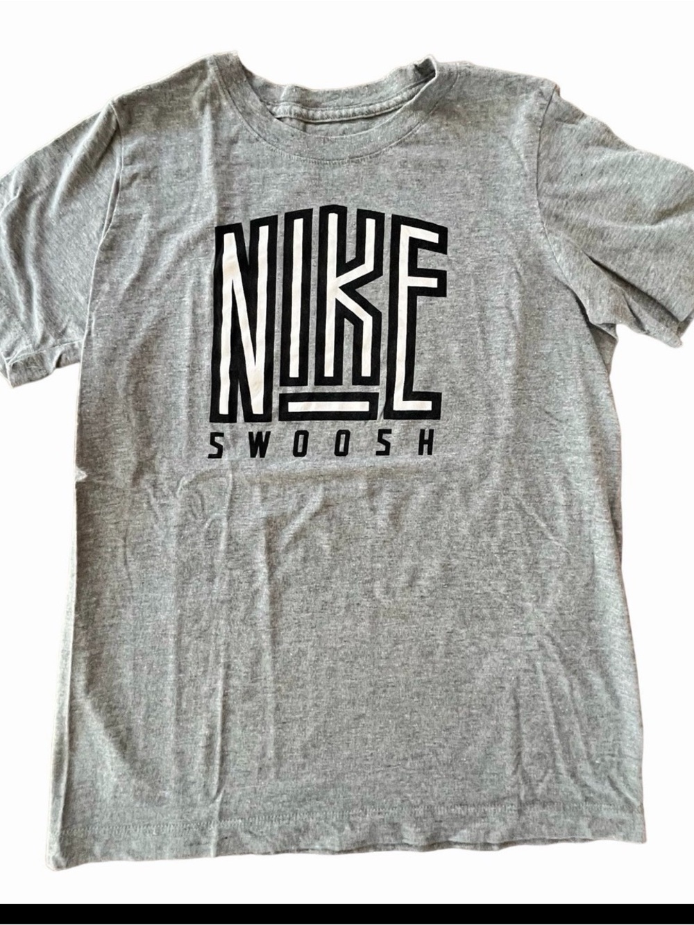 Nike Gray Crewneck T-Shirt with Black Graphic Logo